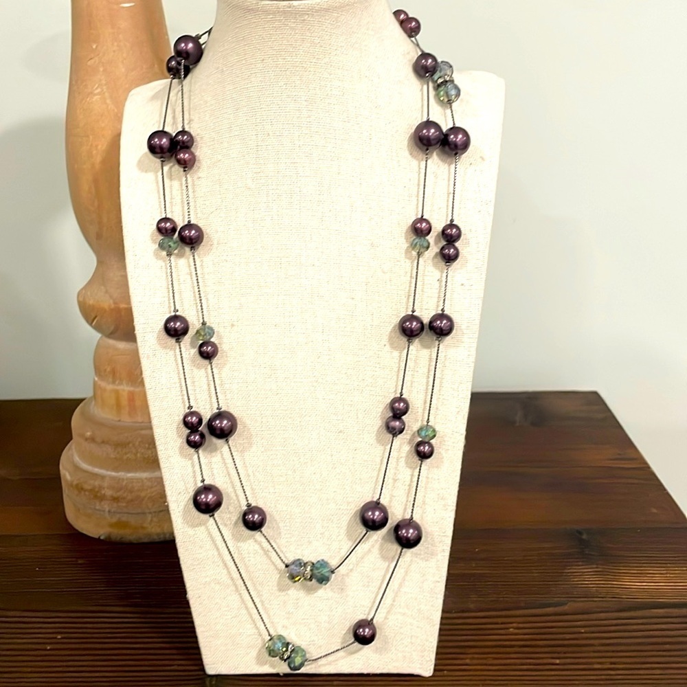 Coldwater Creek purple and AB beaded necklace
